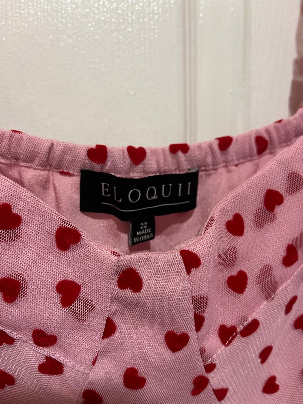 Eloquii Pink Heart Print Long Sleeve Women’s Dress - Picture 4 of 4